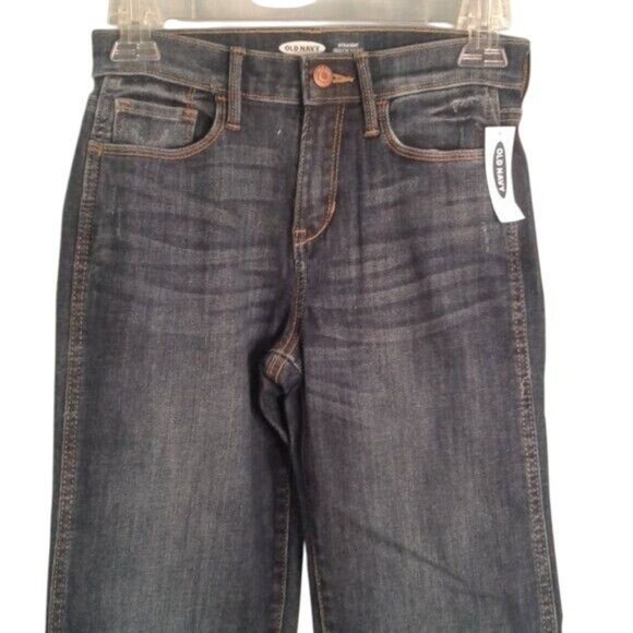 Old Navy Size 16 Jeans Boys Straight Leg Built-In Tough Raw Hem Distressed NEW - Picture 2 of 13